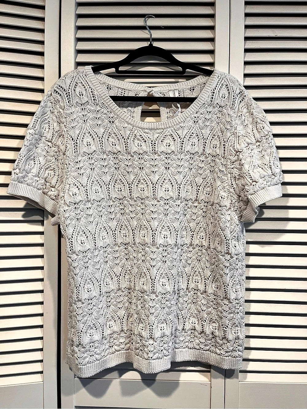 Anthropologie By Anthropologie Short-Sleeve Pointelle Sweater Small